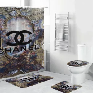 Chanel Blackin Religion Scence Bathroom Set Home Decor Luxury Fashion Brand Hypebeast Bath Mat