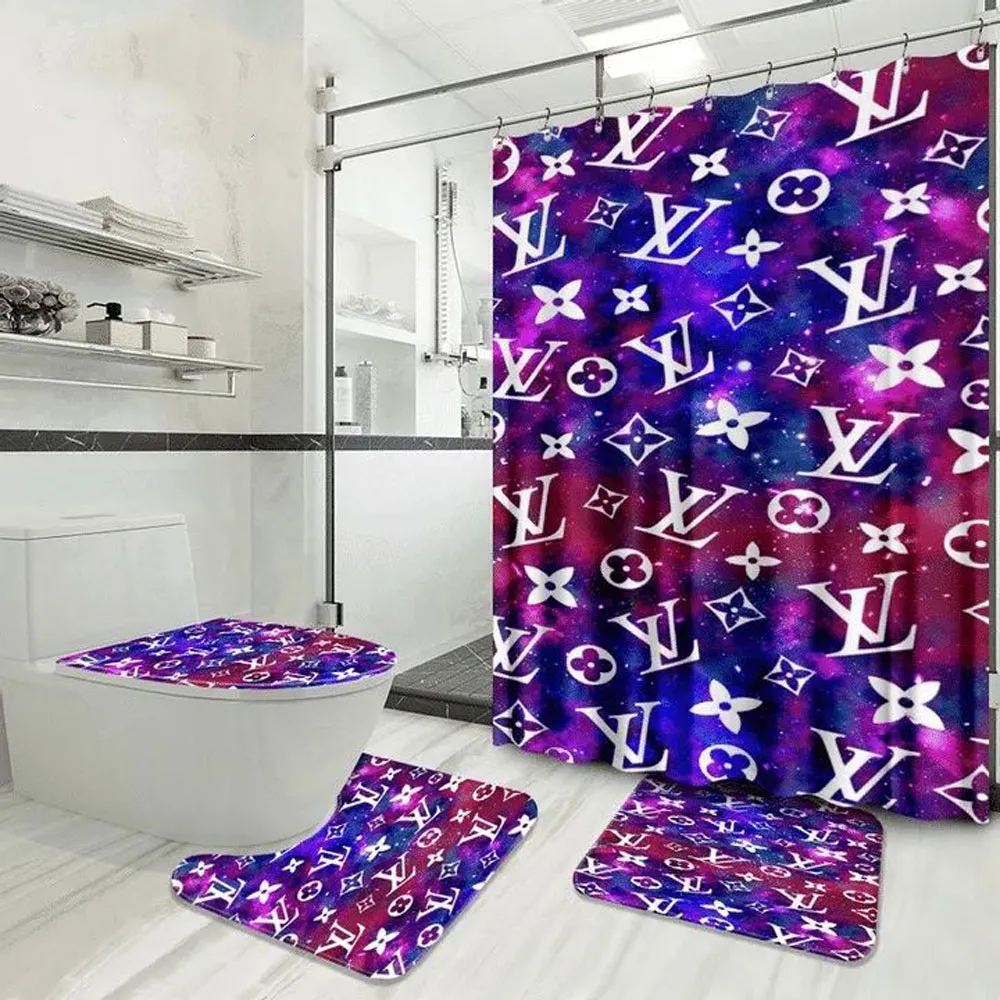 Louis Vuitton Galaxy Bathroom Set Luxury Fashion Brand Hypebeast Home Decor Bath Mat
