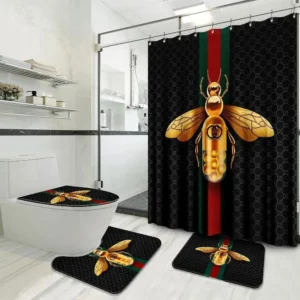 Gucci Black Bee Bathroom Set Home Decor Hypebeast Luxury Fashion Brand Bath Mat