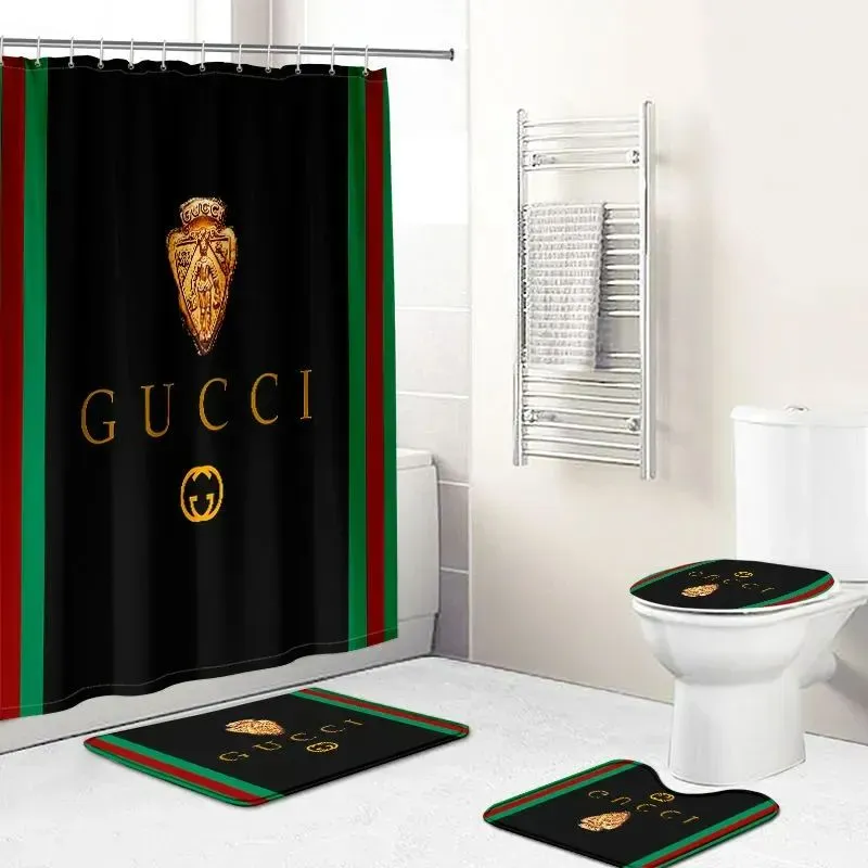 Gucci Black Bathroom Set Bath Mat Luxury Fashion Brand Home Decor Hypebeast