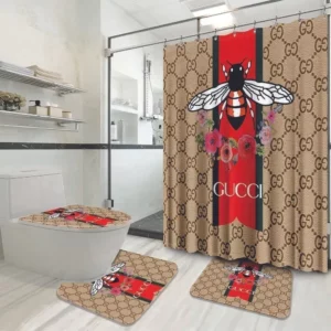 Gucci Bee Flower Bathroom Set Home Decor Luxury Fashion Brand Bath Mat Hypebeast