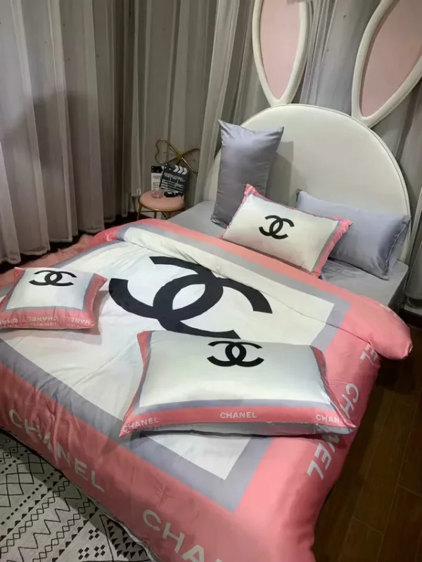 Chanel Logo Brand Bedding Set Luxury Bedroom Bedspread Home Decor