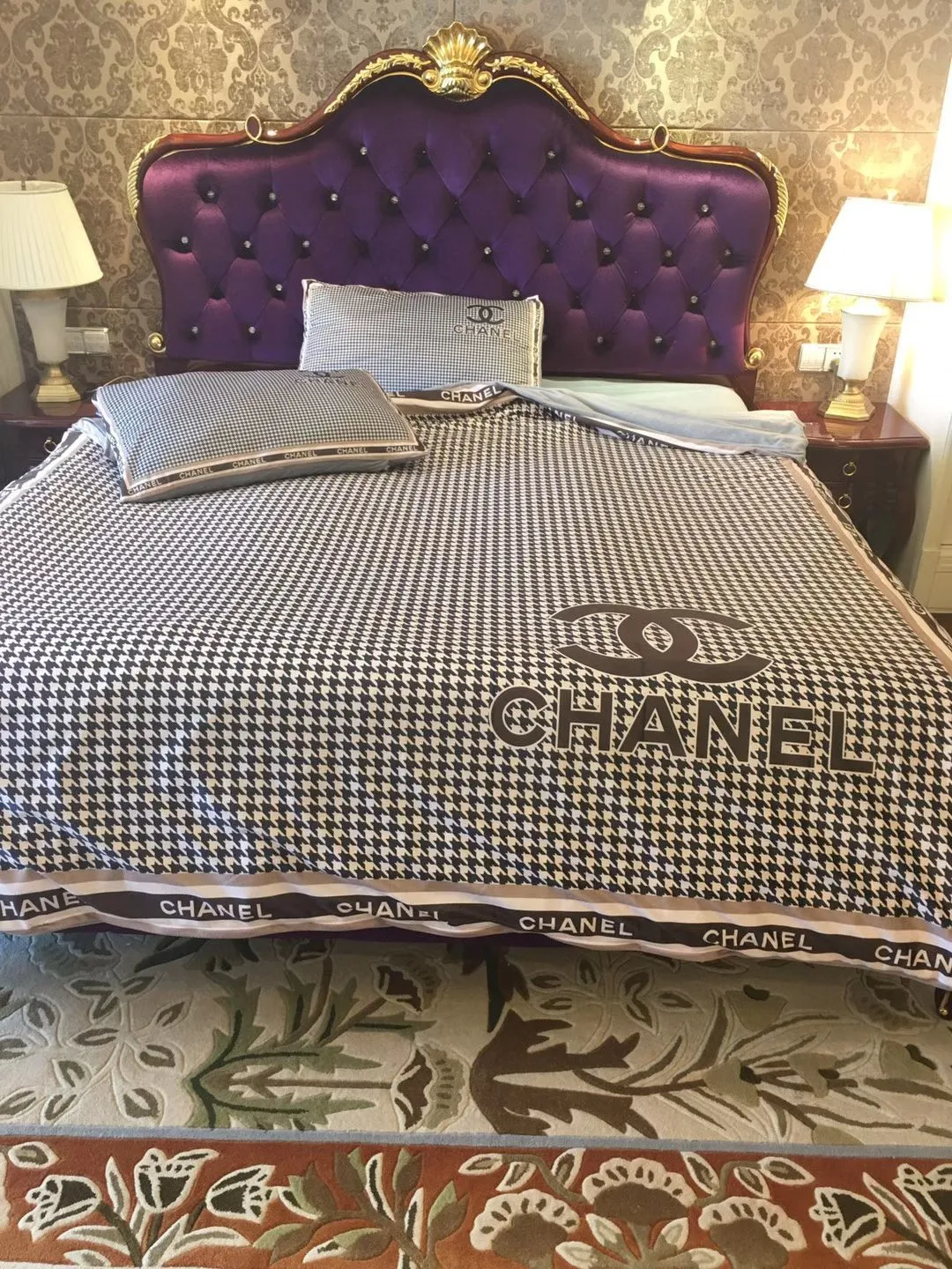 Chanel Logo Brand Bedding Set Home Decor Luxury Bedroom Bedspread