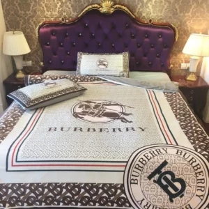 Burberry London Logo Brand Bedding Set Bedspread Home Decor Luxury Bedroom
