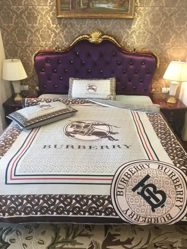 Burberry London Logo Brand Bedding Set Bedspread Home Decor Luxury Bedroom