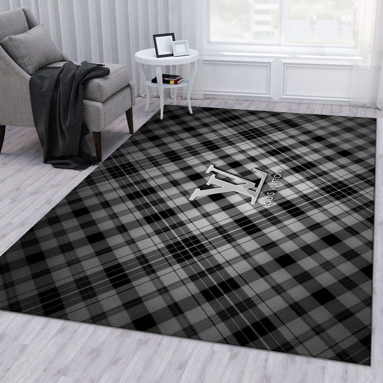 Burberry ft louis vuitton Rectangle Rug Home Decor Luxury Area Carpet Fashion Brand Door Mat