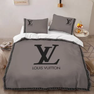 Louis Vuitton Brown Louis Vuitton Logo Brand Bedding Set Luxury Bedspread Home Decor Bedroom