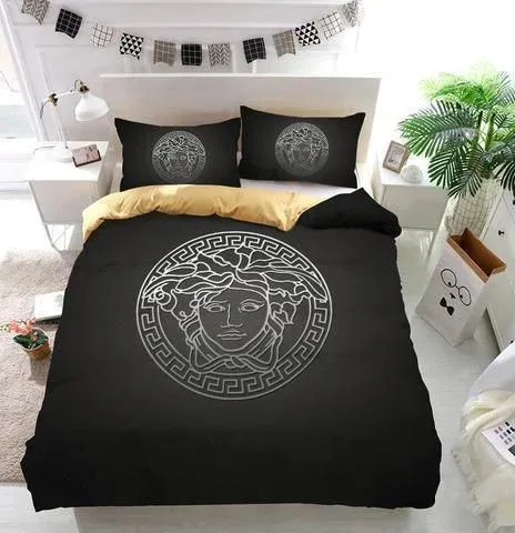 Versace Logo Brand Bedding Set Home Decor Bedroom Bedspread Luxury