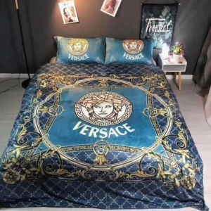 Versace Logo Brand Bedding Set Bedspread Bedroom Luxury Home Decor