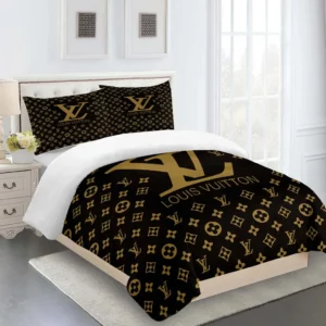 Louis Vuitton Logo Brand Bedding Set Bedroom Luxury Bedspread Home Decor