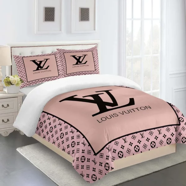 Louis Vuitton Logo Brand Bedding Set Home Decor Bedspread Luxury Bedroom
