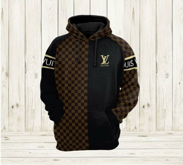 Louis Vuitton Black Brown Lv Type 926 Hoodie Outfit Luxury Fashion Brand