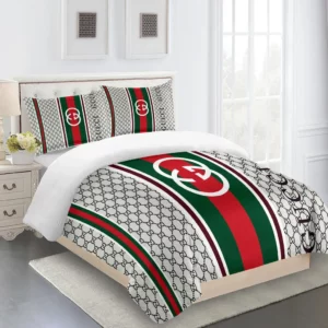 Gucci Logo Brand Bedding Set Luxury Bedroom Bedspread Home Decor