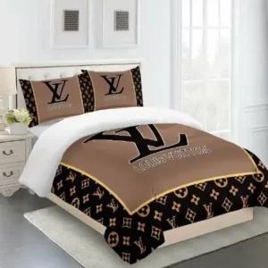 Louis Vuitton Logo Brand Bedding Set Bedspread Luxury Bedroom Home Decor