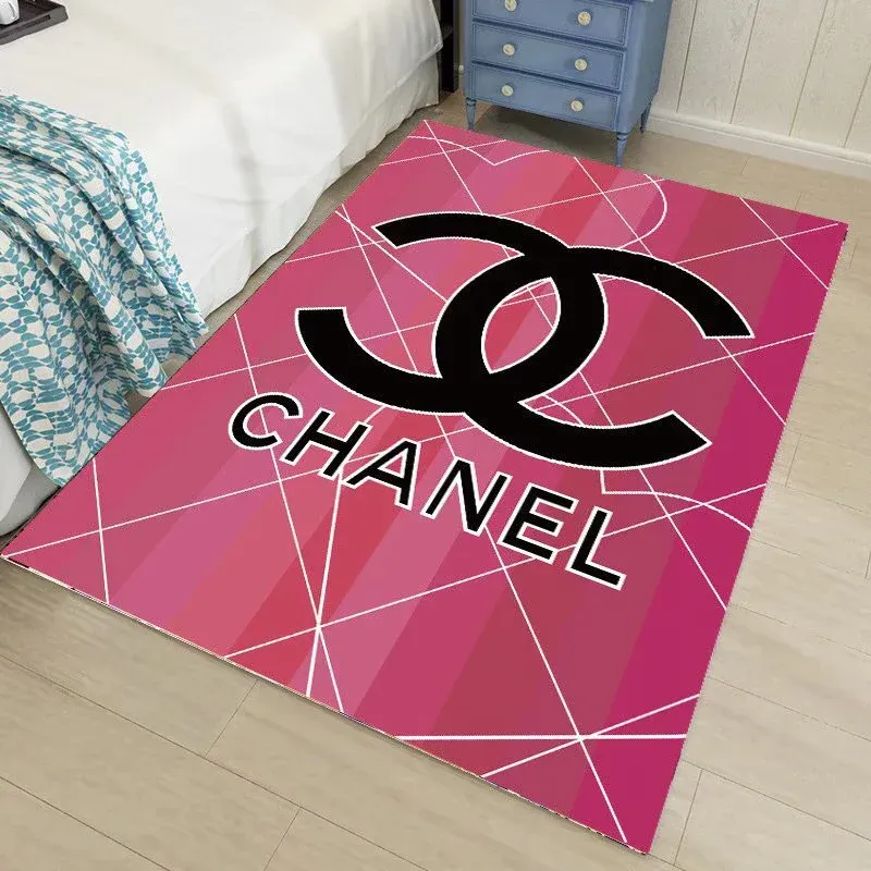 Chanel Rectangle Rug Luxury Home Decor Door Mat Area Carpet Fashion Brand