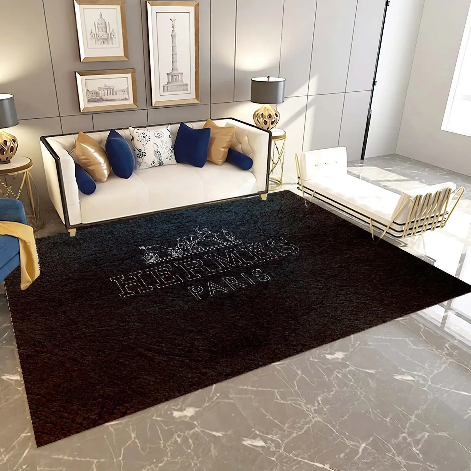 Hermes Rectangle Rug Home Decor Area Carpet Luxury Door Mat Fashion Brand