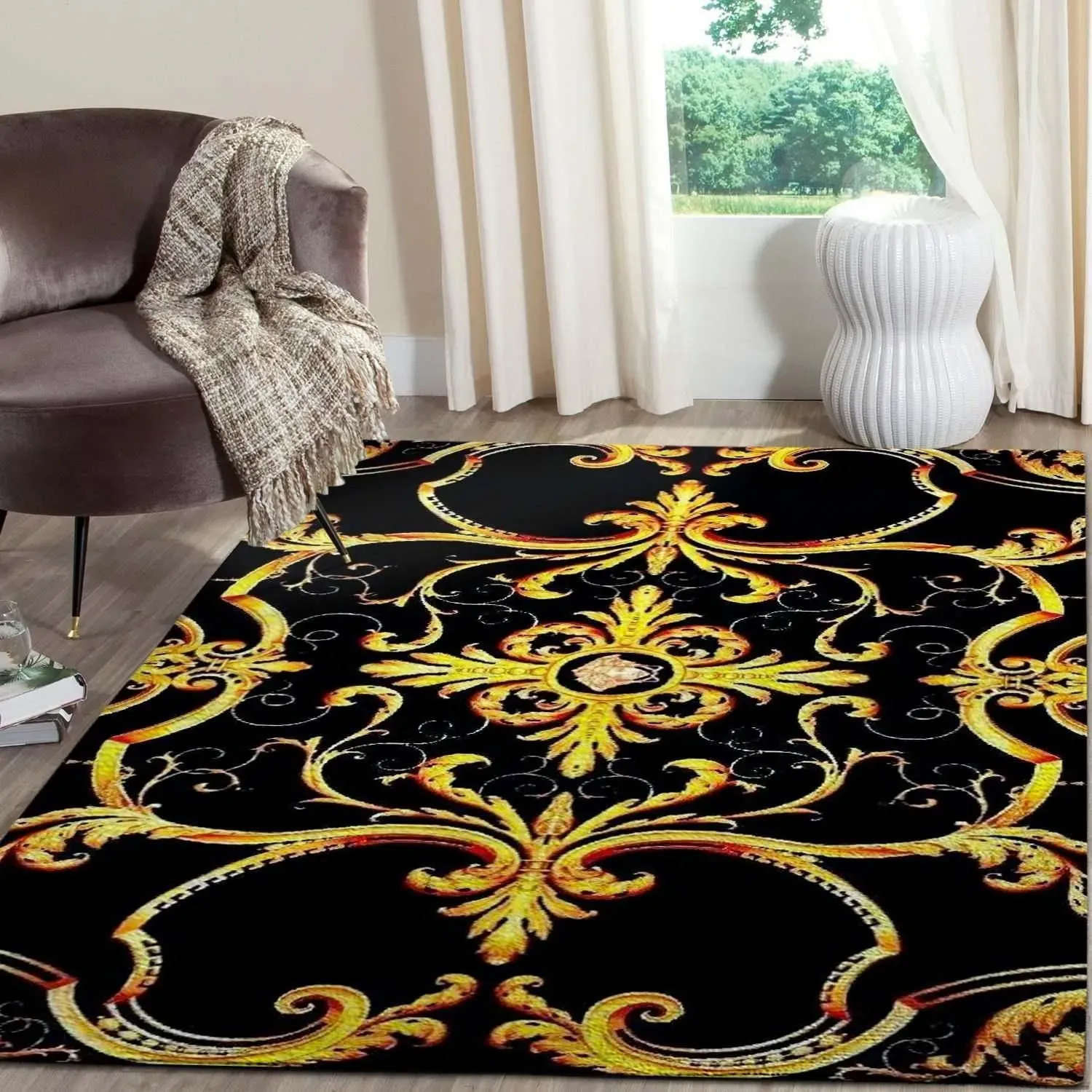 Versace Rectangle Rug Area Carpet Luxury Home Decor Door Mat Fashion Brand