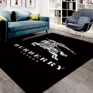 Burberry Black Rectangle Rug Area Carpet Door Mat Luxury Fashion Brand Home Decor