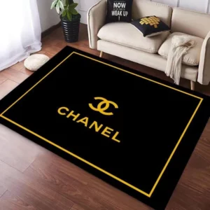 Chanel Black Rectangle Rug Fashion Brand Area Carpet Door Mat Luxury Home Decor