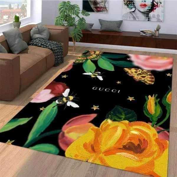 Gucci Bee Rectangle Rug Fashion Brand Home Decor Door Mat Luxury Area Carpet