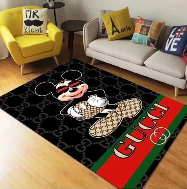 Gucci Mickey Mouse Disney Rectangle Rug Luxury Door Mat Home Decor Fashion Brand Area Carpet