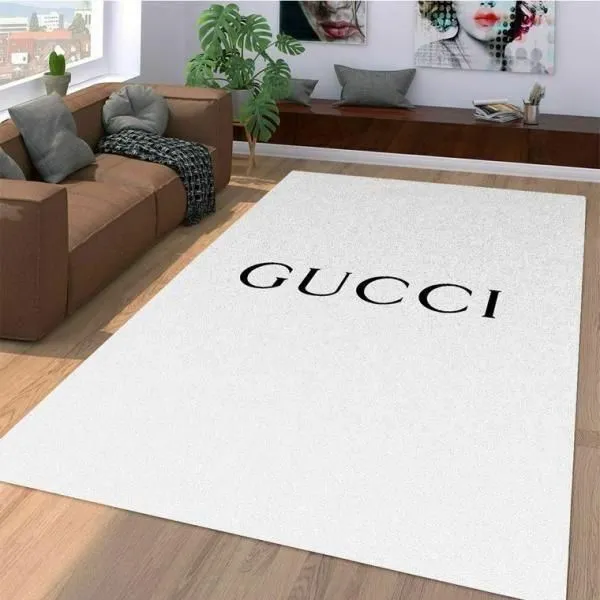 Gucci White Rectangle Rug Fashion Brand Luxury Door Mat Area Carpet Home Decor