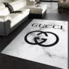 Gucci White Rectangle Rug Luxury Door Mat Area Carpet Home Decor Fashion Brand