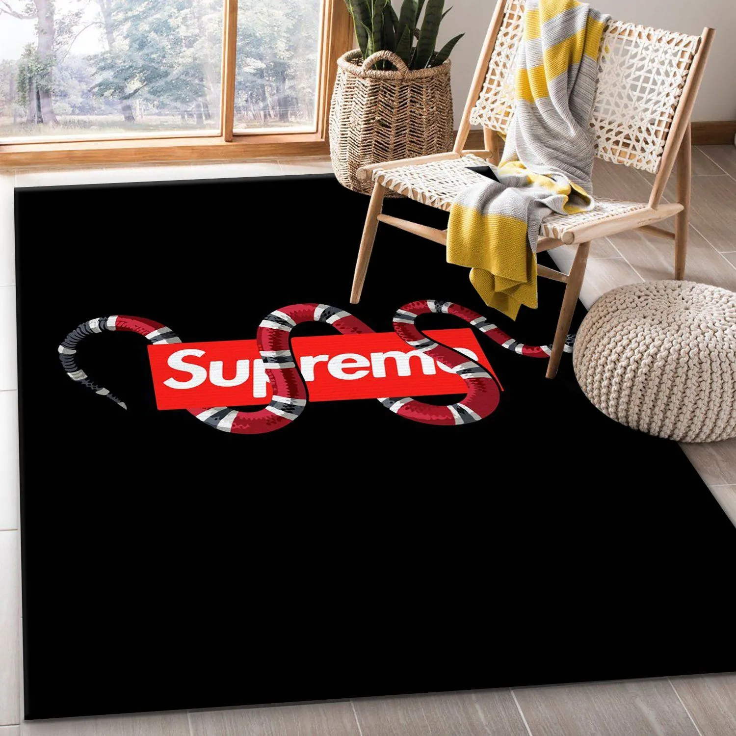 Supreme X Gucci Rectangle Rug Home Decor Fashion Brand Luxury Area Carpet Door Mat
