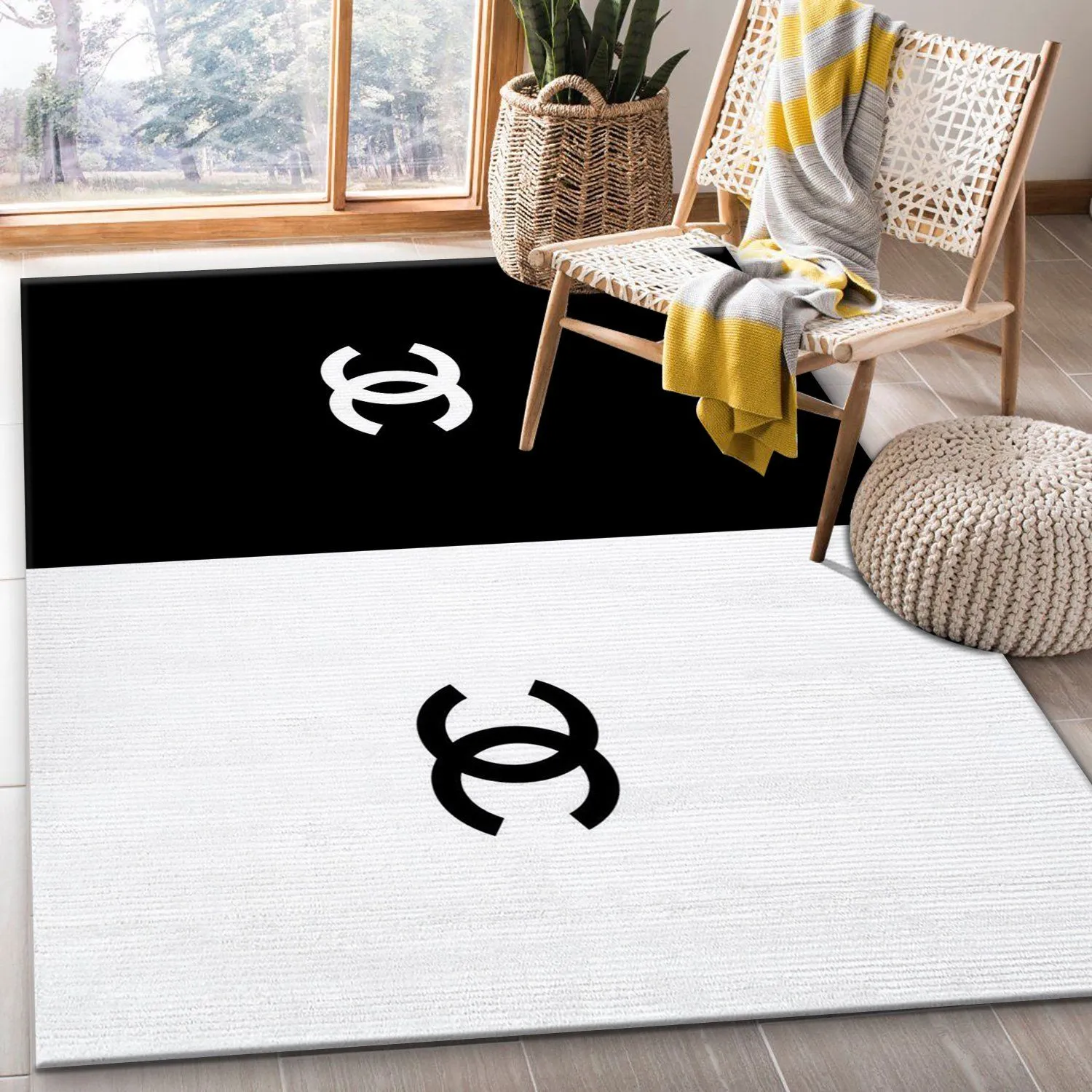 Chanel Rectangle Rug Luxury Door Mat Area Carpet Fashion Brand Home Decor