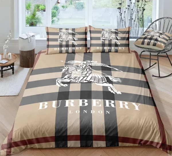 Burberry Logo Brand Bedding Set Bedspread Bedroom Home Decor Luxury