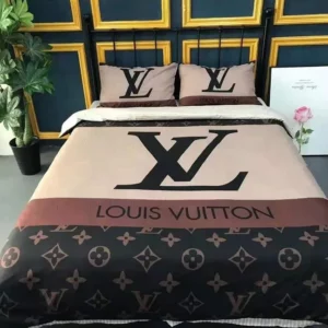 Louis Vuitton Logo Brand Bedding Set Bedroom Bedspread Luxury Home Decor