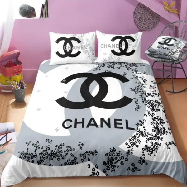 Chanel Logo Brand Bedding Set Bedspread Home Decor Luxury Bedroom