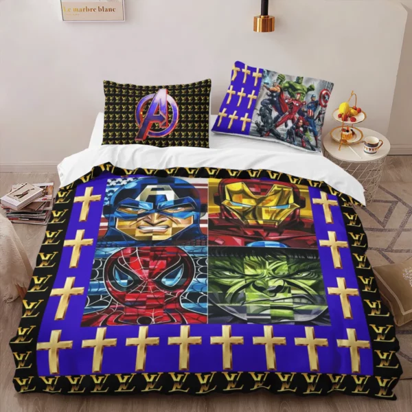 Louis Vuitton Avenger Louis Vuitton Logo Brand Bedding Set Bedroom Luxury Home Decor Bedspread