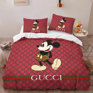 Gucci Mickey Mouse Disney Logo Brand Bedding Set Bedroom Bedspread Luxury Home Decor