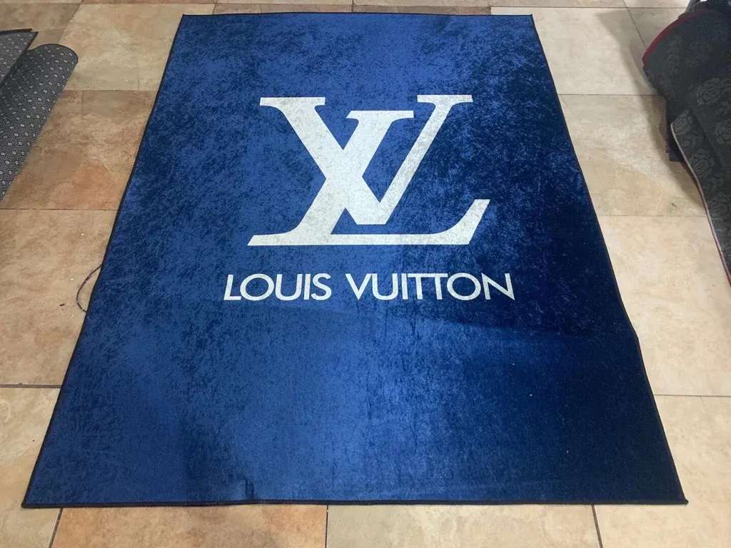 Louis Vuitton Blue Rectangle Rug Area Carpet Home Decor Door Mat Fashion Brand Luxury