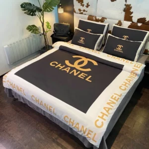 Chanel Logo Brand Bedding Set Luxury Home Decor Bedroom Bedspread