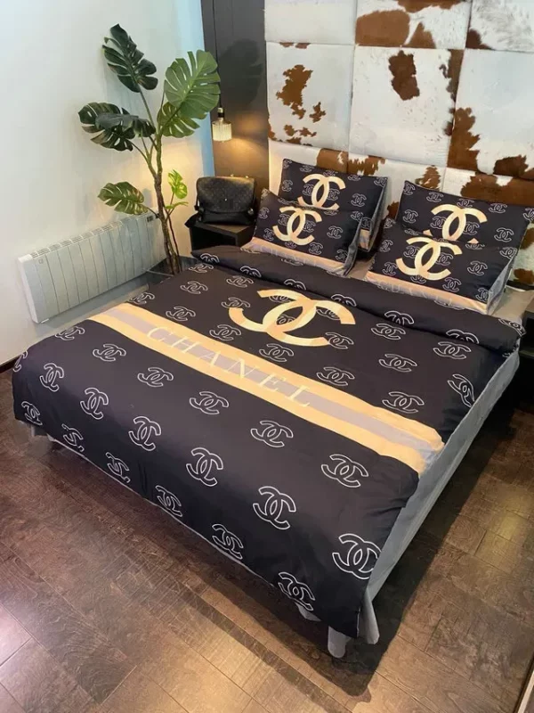 Chanel Italian Logo Brand Bedding Set Bedroom Luxury Bedspread Home Decor