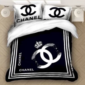 Chanel Crown Logo Brand Bedding Set Luxury Bedroom Home Decor Bedspread