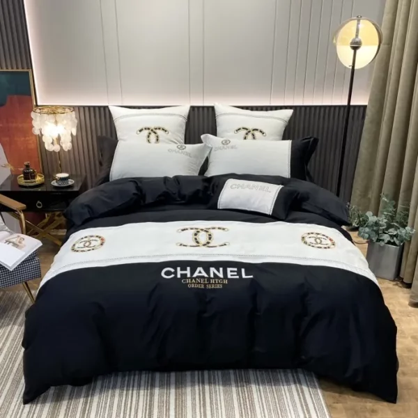 Chanel Logo Brand Bedding Set Bedroom Luxury Bedspread Home Decor