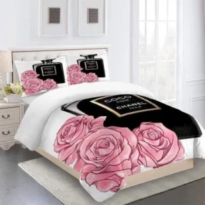 Chanel Coco Logo Brand Bedding Set Bedspread Home Decor Bedroom Luxury