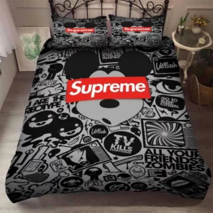 Supreme Symbol And Mickey Mouse Logo Brand Bedding Set Bedspread Bedroom Luxury Home Decor