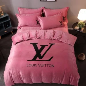 Louis Vuitton Pinky Logo Brand Bedding Set Home Decor Bedspread Luxury Bedroom