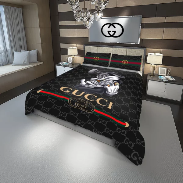 Gucci Rabiit Logo Brand Bedding Set Bedroom Home Decor Bedspread Luxury