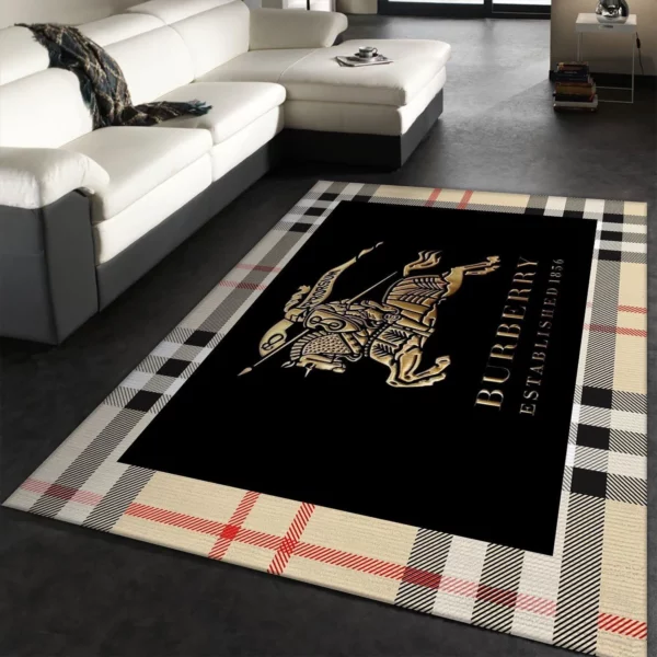 Burberry Rectangle Rug Area Carpet Luxury Home Decor Fashion Brand Door Mat