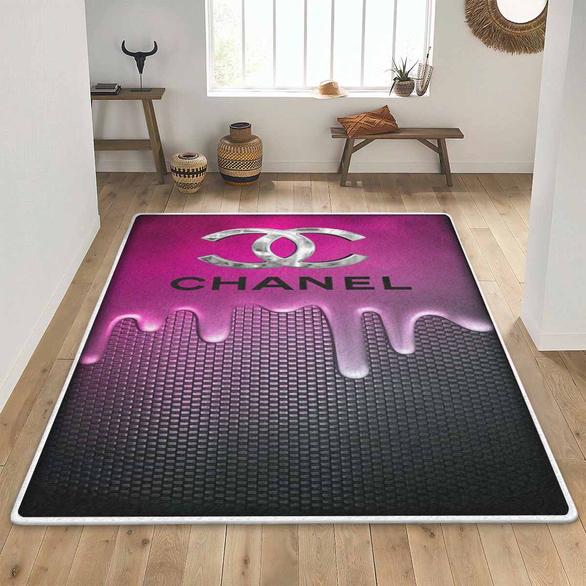 Chanel Rectangle Rug Home Decor Door Mat Area Carpet Luxury Fashion Brand