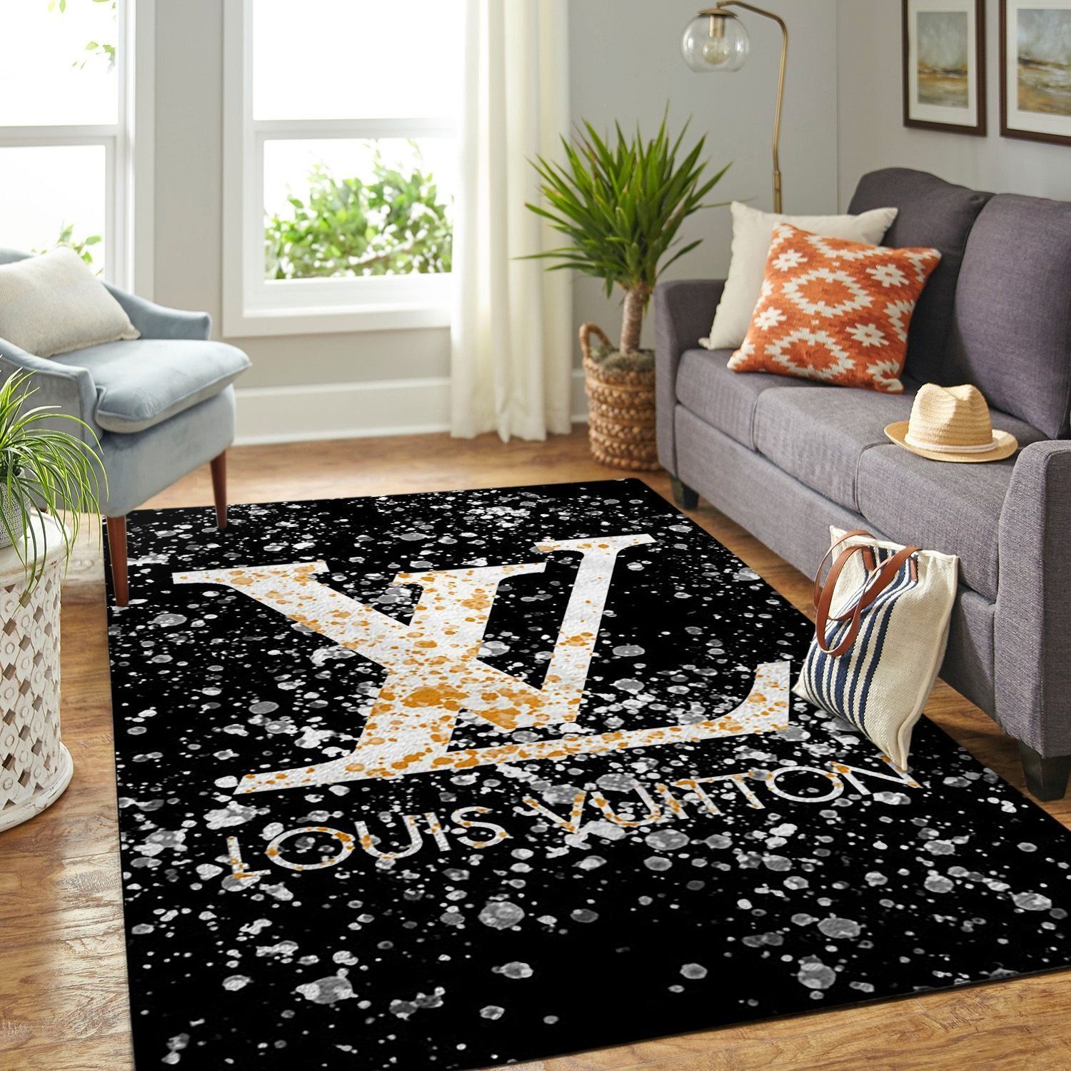 Louis Vuitton Dirty Rectangle Rug Area Carpet Fashion Brand Home Decor Door Mat Luxury