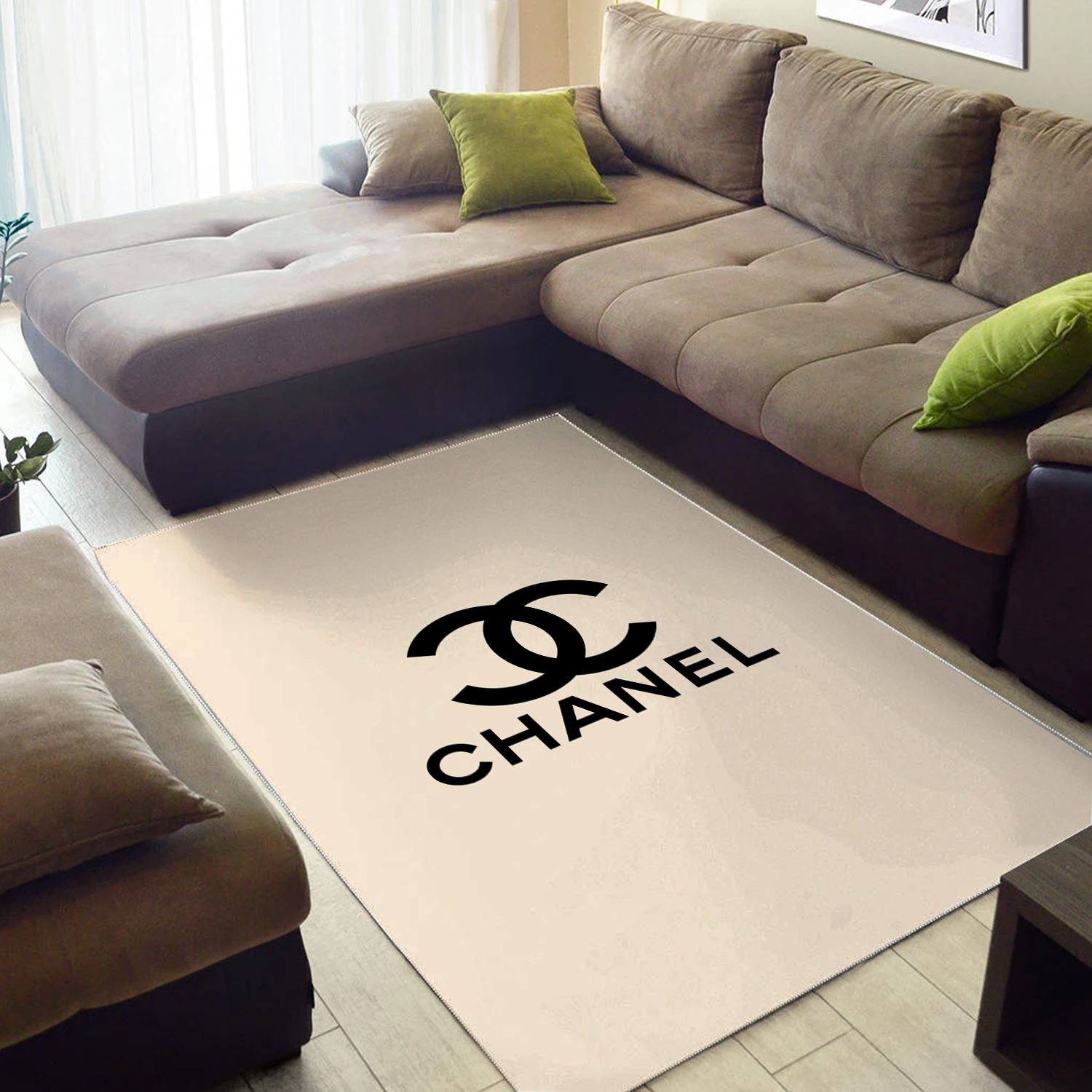 Chanel Beige Rectangle Rug Luxury Home Decor Fashion Brand Area Carpet Door Mat