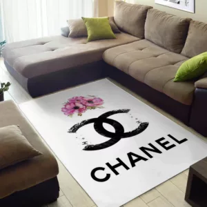 Chanel Flower Rectangle Rug Door Mat Area Carpet Fashion Brand Home Decor Luxury