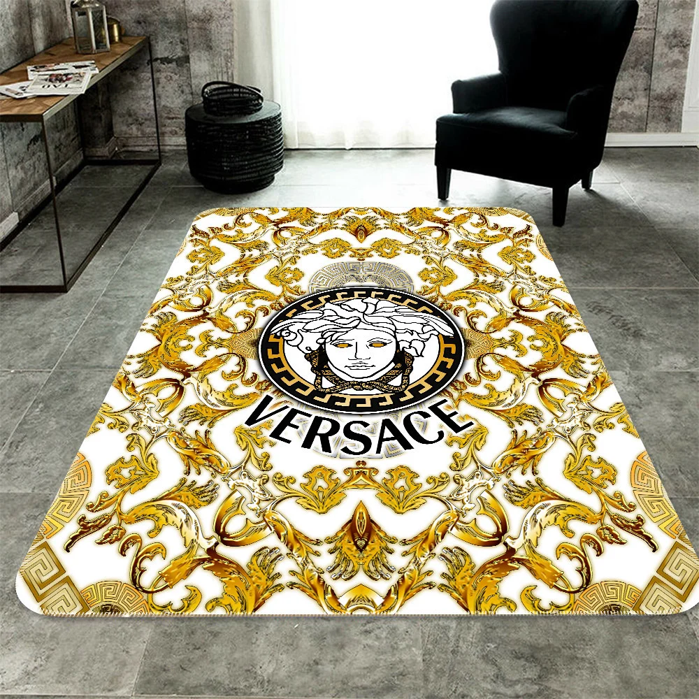 Versace Golden Rectangle Rug Home Decor Luxury Fashion Brand Area Carpet Door Mat