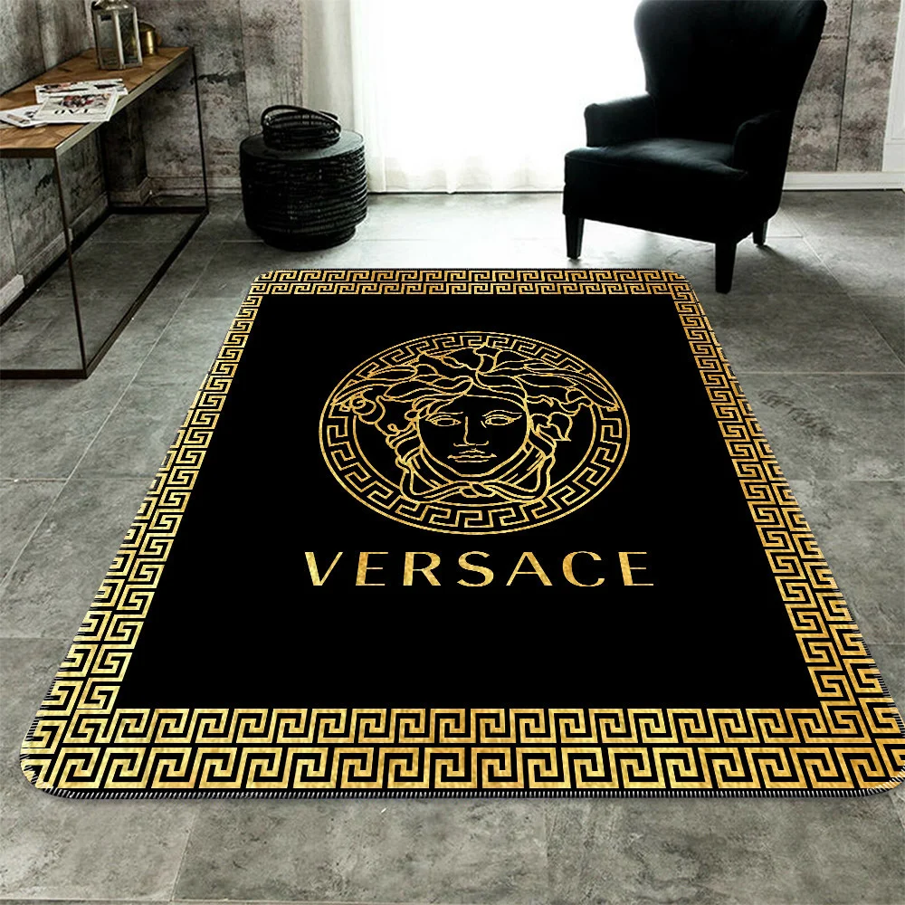 Versace Golden Pattern Rectangle Rug Door Mat Fashion Brand Home Decor Area Carpet Luxury